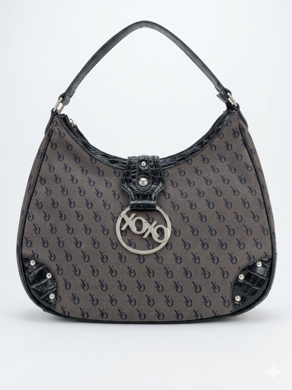 XOXO Black Logo Hobo Bag